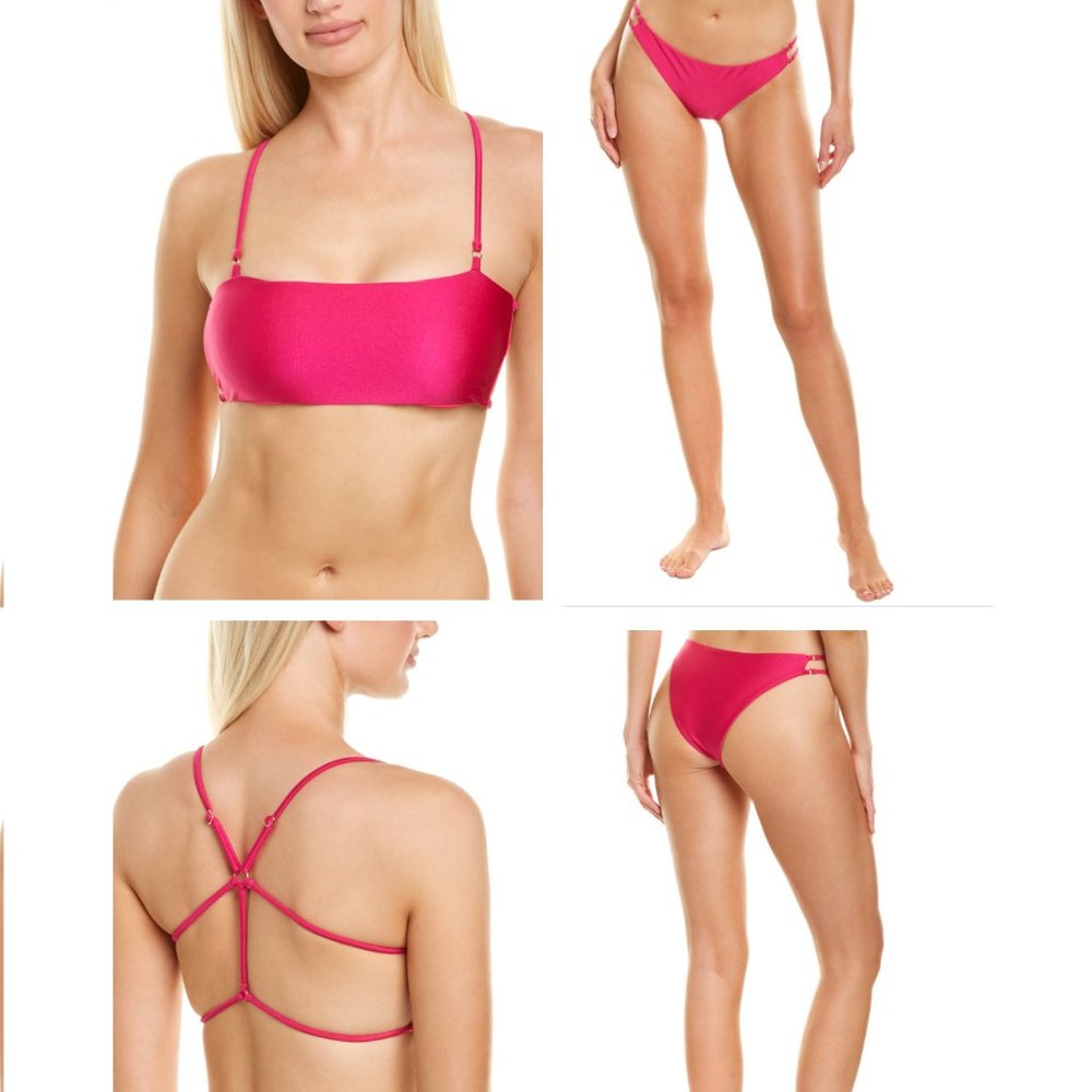 LOVERS + FRIENDS DON'T HOLD ME BACK SWIM SET TOP AND BIKINI BOTTOM MAGENTA